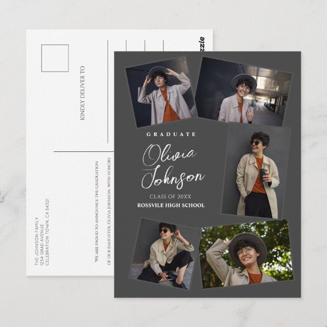 Cartão Postal Anúncio de fotos da Cinza 6 mínima simples (Frente/Verso)