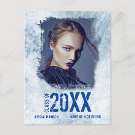 Cartão Postal Anúncio de Graduação Azul de Foto Grunge Moderna L