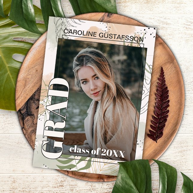 Cartão Postal Anúncio de Graduação Botânica Floral Boho (Criador carregado)