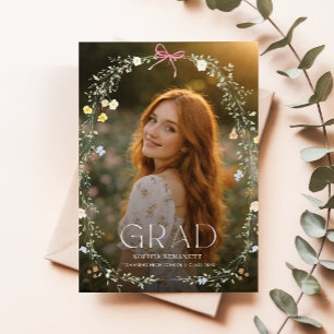 Cartão Postal Anúncio de Graduação com Foto Floral de Arco Elega