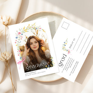 Cartão Postal Anúncio de Graduação com Foto Moderna de Arco Flor