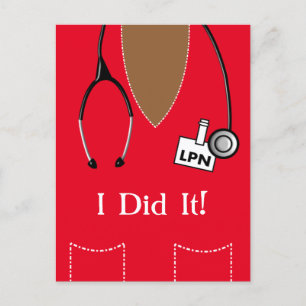 Cartão Postal Anúncio de Graduação de Enfermeira LPN Preta