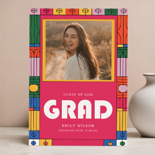 Cartão Postal Anúncio de Graduação de Foto de Gradução com Letra