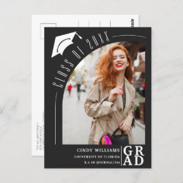 Cartão Postal Anúncio de Graduação de Foto em Preto em Arco Mode