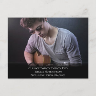 Cartão Postal Anúncio de Graduação de Foto Preta Moderna do Orça