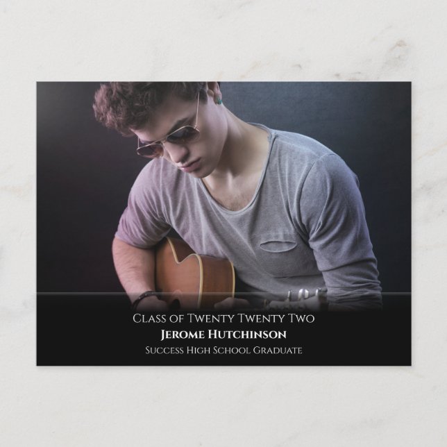 Cartão Postal Anúncio de Graduação de Foto Preta Moderna do Orça (Frente)