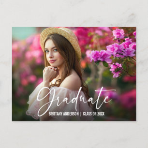 Cartão Postal Anúncio de Graduação de Script de Caneta de Tin