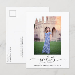 Cartão Postal Anúncio de Graduação de Script Elegante Moderno
