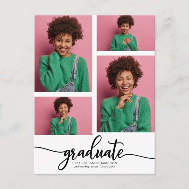 Cartão Postal Anúncio de graduação do segundo grau 4 Foto (Frente)