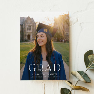 Cartão Postal Anúncio de Graduação Elegante com Laço Preto