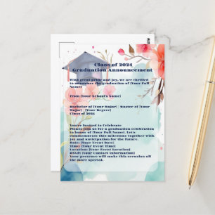 Cartão Postal Anúncio de Graduação em Cores Aquáticas
