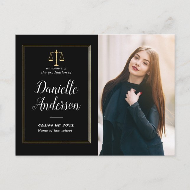 Cartão Postal anúncio de graduação em direito geométrico (Frente)