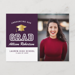 Cartão Postal Anúncio de graduação em Fotografia Roxo Moderno