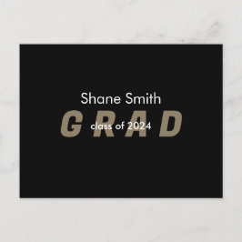 Cartão Postal Anúncio de Graduação em Preto de Foto Contemporâne