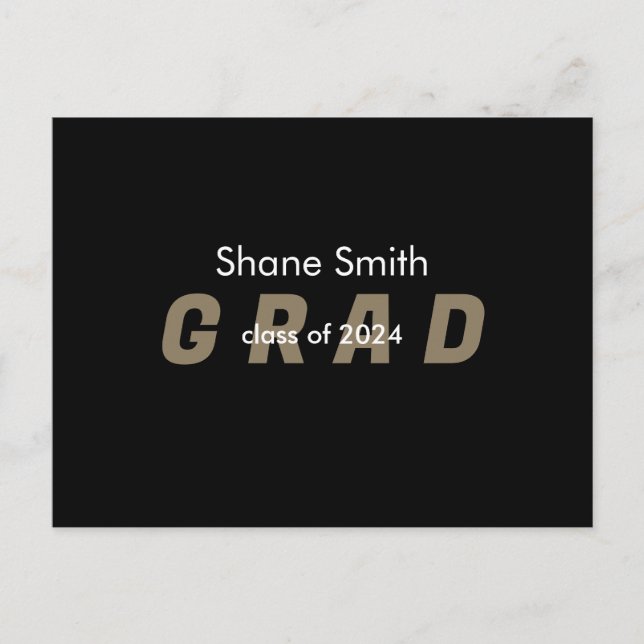 Cartão Postal Anúncio de Graduação em Preto de Foto Contemporâne (Frente)
