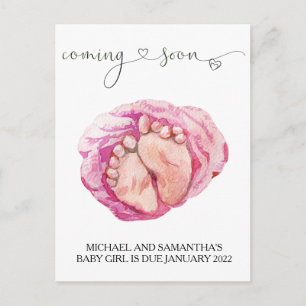 Cartão Postal Anúncio de gravidez aquarela Bebê Menina