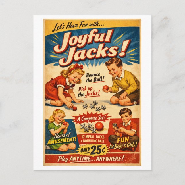 Cartão Postal Anúncio de Jacks em Estilo Retrô (Frente)