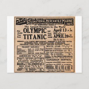 Cartão Postal Anúncio de jornal Titanic
