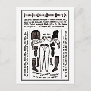 Cartão Postal anúncio de máquina de tricô antiga vitoriana