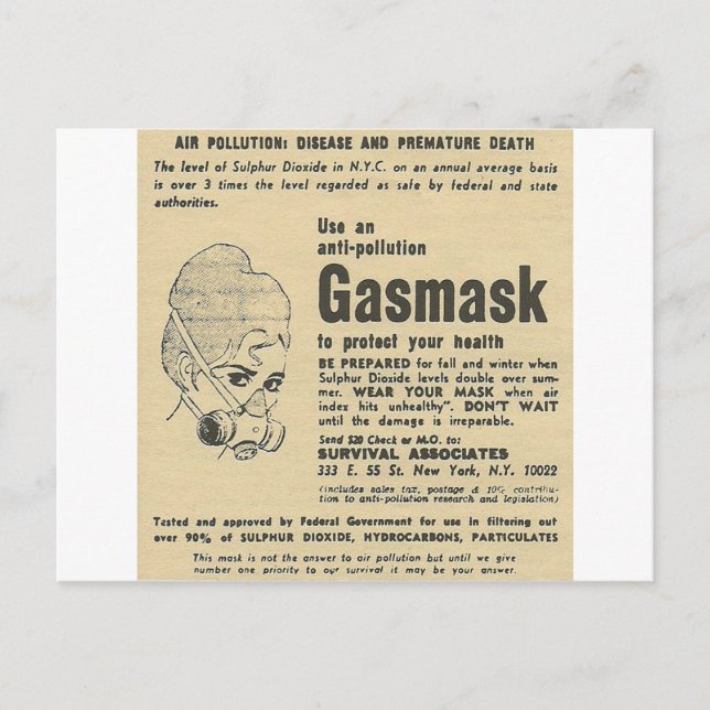 Cartão Postal anúncio de máscara de gás (Frente)