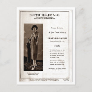 Cartão Postal Anúncio de moda das 1920 Vintage: visto de golfe 