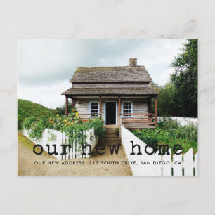 Cartão Postal Anúncio de movimentação de fotos com letra de e