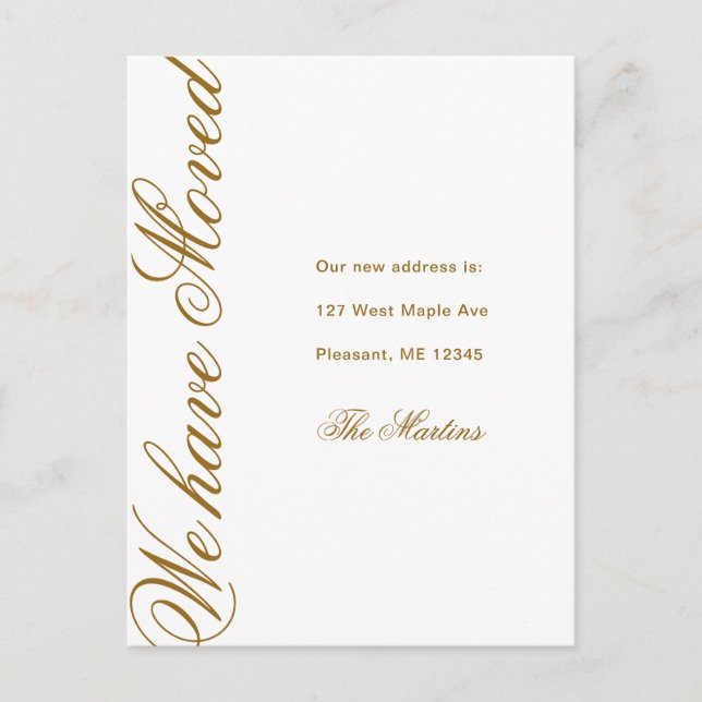 Cartão Postal Anúncio de Movimentação de Novo Endereço de Script (Frente)