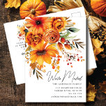 Cartão Postal Anúncio de Movimentação do Buquê de Flor de outono<br><div class="desc">Este anúncio encantador apresenta um buquê de flor em queda de aquarela com as palavras "Nós nos movemos" escritas em uma fonte moderna. É a maneira perfeita de deixar seus amigos e família saberem sobre sua próxima jogada e avisá-los que são convidados para comemorar com você.</div>