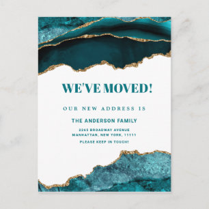 Cartão Postal Anúncio de Movimentação do Novo Endereço Azul Dour