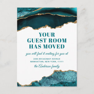 Cartão Postal Anúncio de Movimentação do Novo Endereço Azul Dour