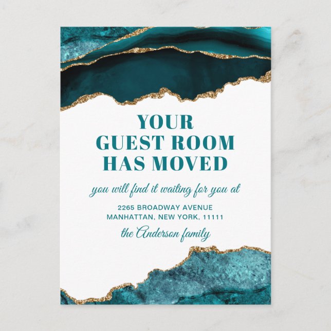 Cartão Postal Anúncio de Movimentação do Novo Endereço Azul Dour (Frente)