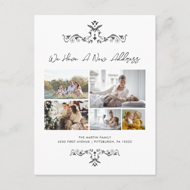 Cartão Postal Anúncio de Movimentação do Ornamentado de Script 5 (Frente)