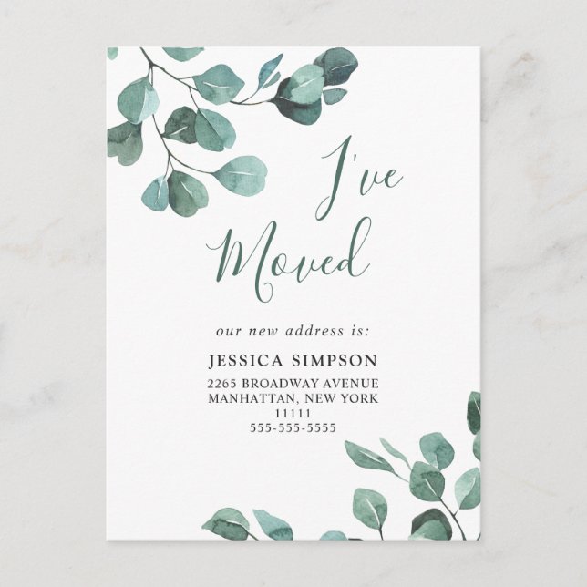 Cartão Postal Anúncio de Movimentação Eucalyptus com Aquarela El (Frente)