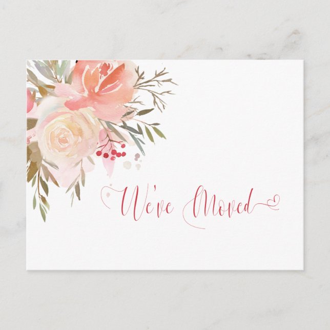 Cartão Postal Anúncio de Mudança com Tons de Rosa e Pêssego em A (Frente)