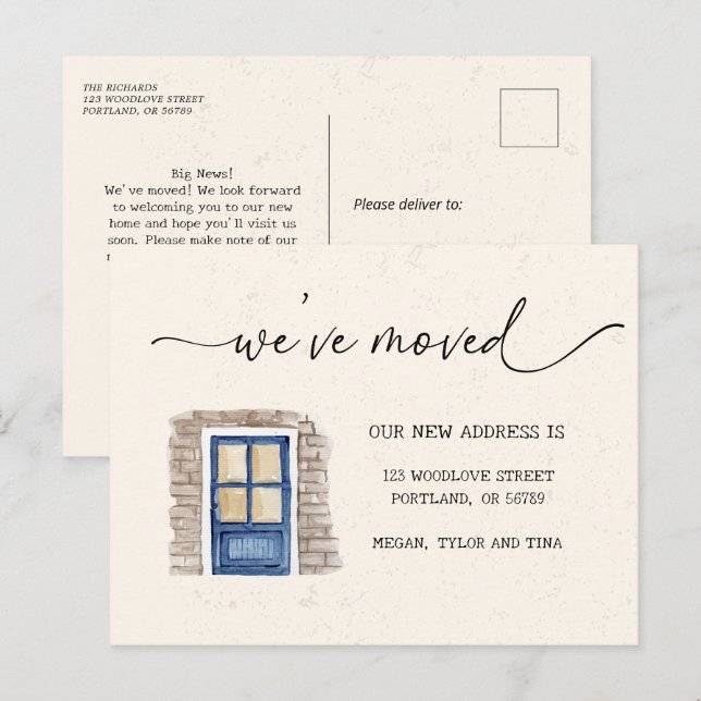 Cartão Postal Anúncio de Mudança de Endereço de Casa Rústica (Frente/Verso)
