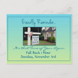 Cartão Postal Anúncio de Mudança de Horário de Verão em Imóveis