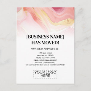 Cartão Postal Anúncio de mudança de negócios de mármore rosa dou