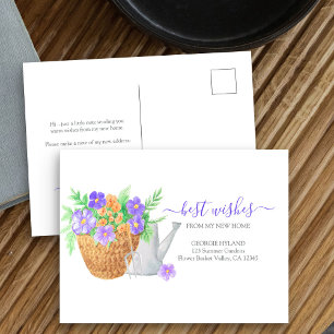 Cartão Postal Anúncio de Mudança de Planta de Jardim de Nova Cas