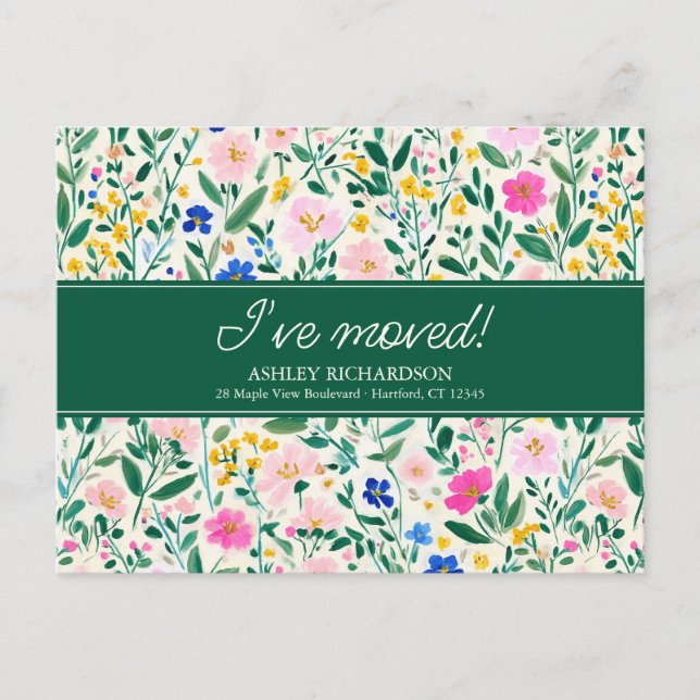 Cartão Postal Anúncio de Mudança Floral (Frente)