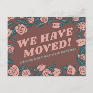 Cartão Postal ANÚNCIO DE MUDANÇA Moldura Rosa Verde Personalizad