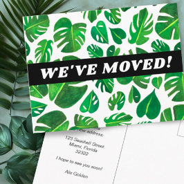 Cartão Postal ANÚNCIO DE MUDANÇA Monstera Botânica Aquarela