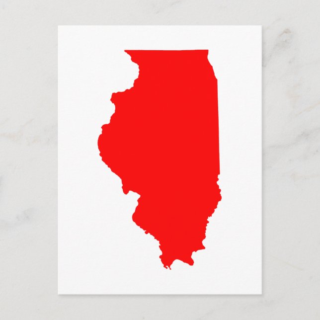 Cartão Postal Anúncio de Mudança para Illinois em Branco e Verme (Frente)