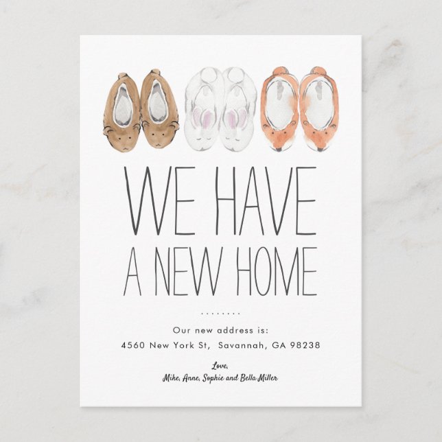 Cartão Postal Anúncio de Mudança para Nova Casa dos Sleepers (Frente)