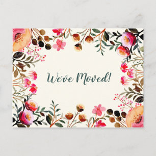 Cartão Postal Anúncio de Mudança para Nova Casa Floral