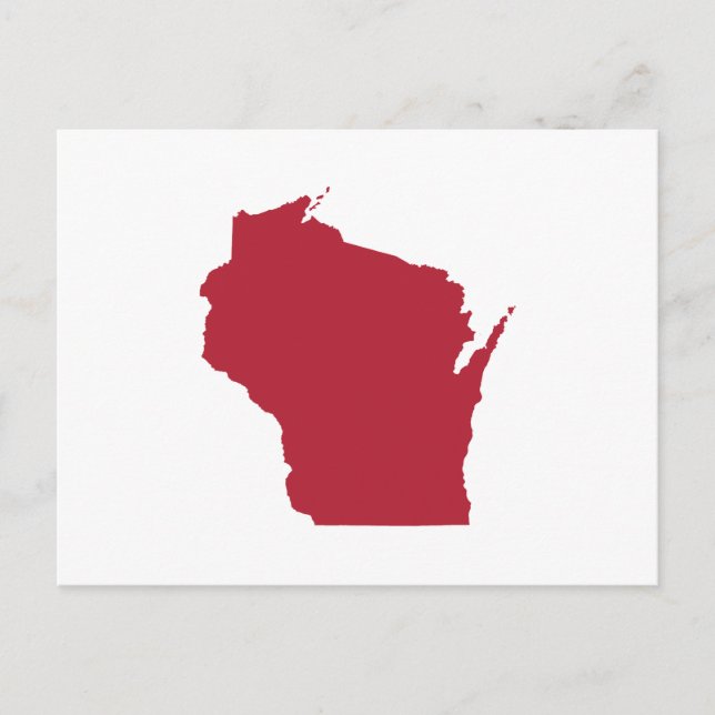 Cartão Postal Anúncio de mudança para Wisconsin Branco e Vermelh (Frente)