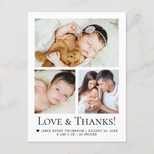Cartão Postal Anúncio de Nascimento com Foto da Menina com Amor