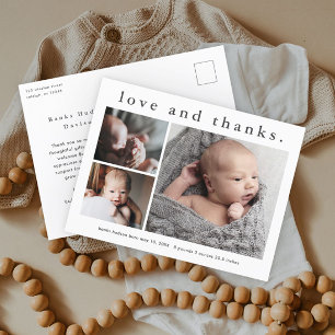 Cartão Postal Anúncio de Nascimento com Foto de Bebê Amor e Agra