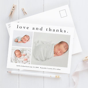 Cartão Postal Anúncio de Nascimento com Foto de Bebê Amor e Agra