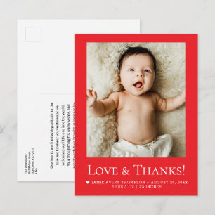 Cartão Postal Anúncio de Nascimento com Foto do Bebê Amor e Agra