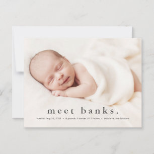 Cartão Postal Anúncio de nascimento com nome moderno de bebê em 